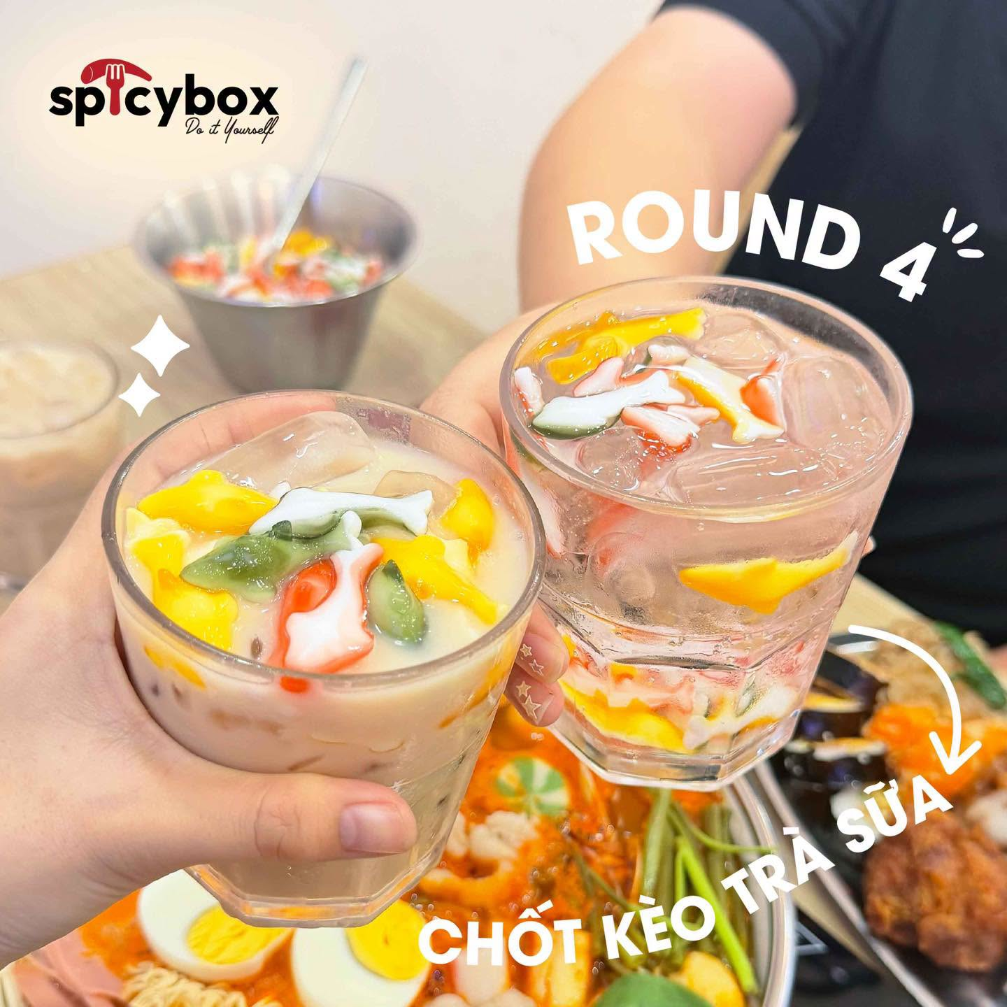 Tr&agrave; sữa với thạch c&aacute; tại Spicy Box